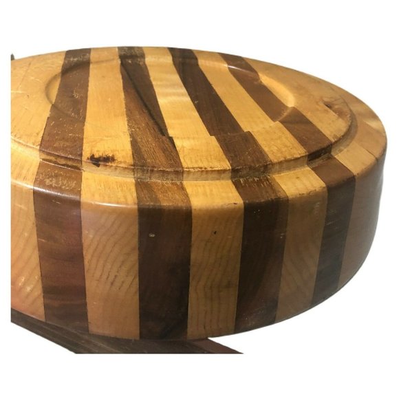 Vintage Wooden Double Bowl Chip and Dip Snack Bowl - Picture 4 of 5